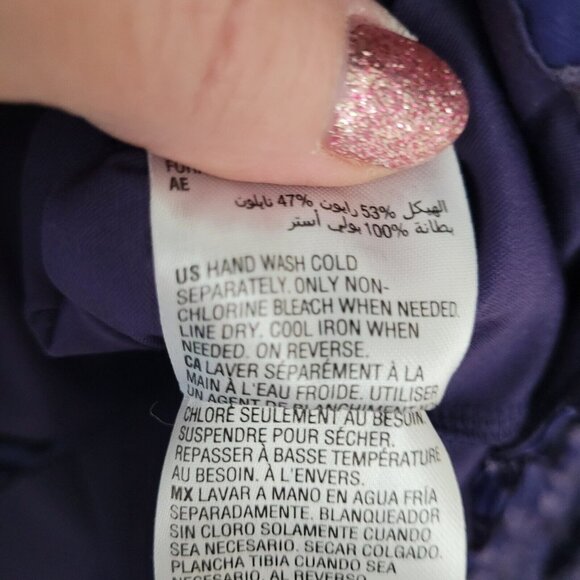 Alfani Velvet Sheer Draped Blouse Top Womens Size PM Purple Black Long Sleeve - Picture 11 of 11